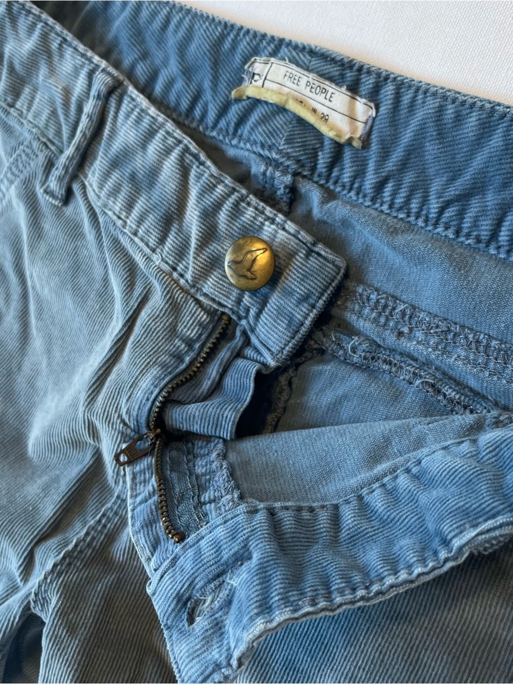 Free People Corduroy flare pants Low rise waist 29 Blue Y2K Womens Boho Festival - Picture 7 of 10